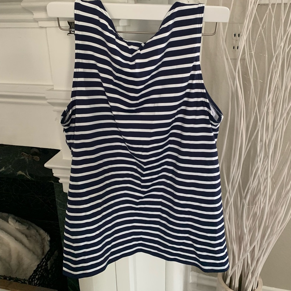 Lands end Tankini high neck WHITE BLUE - Picture 6 of 6